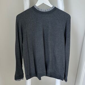 Carolina Belle Gray Sweatshirt Top w Peekaboo Collar and Cuffs Size Large